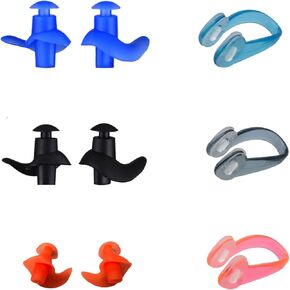 3 Pairs Nose Clips and Ear Plugs Silicone Soft to Wear Waterproof Reusable Nose Plugs for Swimming Training Surfing Adults Kids Ear Nose Protector