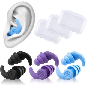 Reusable Ear Plugs for Swimming, 3 Pairs Soft Silicone Waterproof Swim Earplugs with Noise Cancelling for Bathing, Surfing and Other Watersports