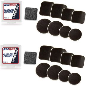 9 Piece Glueless Bike Tube Tire Puncture Repair Patch Kit for Road Mountain and BMX Bicycles (2-Pack)