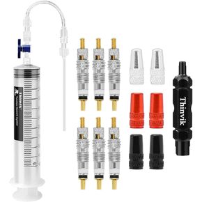 Thinvik 3.5 oz/100ML Tubeless Sealant Injector kit with Presta Valve Core Removal Tool.Tubeless Sealant Injector Syringe for Stans No Tubes Sealant.Bicycle Tubeless Tire Sealant Syringe with Switch.