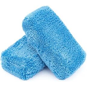 The Rag Company - Ultra Premium Korean Eagle Microfiber Detailing Applicator Sponge - Versatile Detailing Tool, Extra Absorbent, Able to Withstand Numerous Uses, 3in x 5in, Blue (2-Pack)
