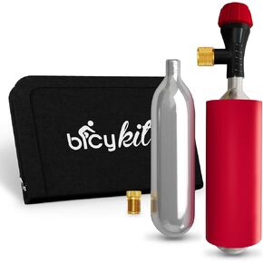 CO2 Inflator Kit with 3 x16g CO2 Cartridges - Presta and Schrader Valve Compatible - CO2 Bike Pump for Road and Mountain Bikes