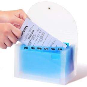 H4D Coupon Receipt Holder, 13 Pocket Accordion File Organizer, 7x4.5 Inches, Black