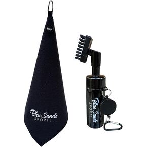 Premium magnetic golf towel with golf club brush | extra strong magnet golf towel with deep waffle technology | Golf club cleaner brush with water tank | ultimate golf club cleaning kit