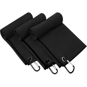 Pack of 3 Microfiber Golf Towel, Strong Absorbent Quality with Orange Petal Technology, Golf Towel for Golf Bags for Men, Suitable Size for Golf Cart Bag, Attractive Golf Gift Pack