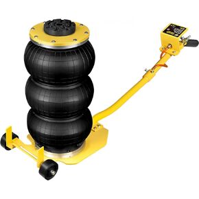 Air Jack 3 Ton Triple Bag Air Jack with Six Steel Pipes, Portable Pneumatic Jack with Long Hand, 3-5 s Fast Lifting Airbag Jack for Cars, Garages, Repair, Yellow