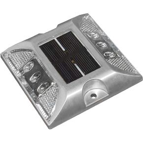 Taylor Made Aluminum LED Dock Light 7/8" T x 4-1/8" W x 4-1/8" L, No-Wire Deck Lighting, Weather-Resistant, Low-Profile, Solar Panel Chargeable Power AA Batteries, Ambient Marine LEDs - 46310