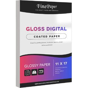Gloss Digital Paper C2S – Perfect for Color Laser Printing, Design Proposals, Flyers, Brochures | 11 x 17 | Glossy 80lb Text Paper (32lb Bond) | 94 Bright | Acid Free, Coated Finish | 100 Sheets