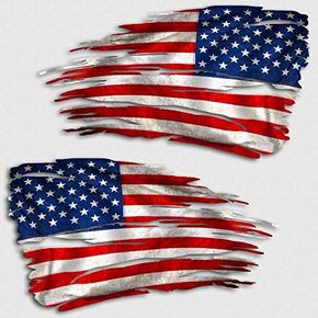 American Flag Tattered Decal Set USA Distressed Sticker