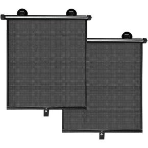 Auto Retractable Roller Sun Shade for Car Window - Block Glare and Heat, 2Pcs