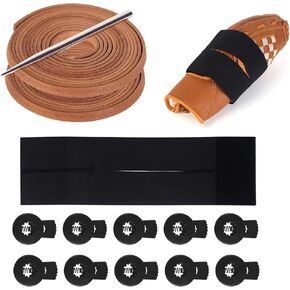 14Pcs Baseball mitt Lace Kit: 2 Leather mitt Laces with niddle 10 Glove Locks Softball Glove Wrap Band Catcher mitt Accessories