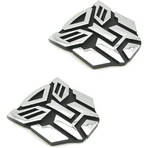 2 PCS in Set Transformers Emblem - 3" Tall for Car Autobot Sticker Pair Chrome Finish PVC Auto Emblems Transformers Autobot Car Accessories
