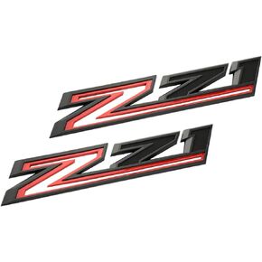 2pcs New Z71 Emblems Replacement for 2019-2021 Silverado 1500 2500 3500 Decal Badge 84632695 Nameplate OEM (Black Red)