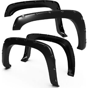 Tyger Auto Fender Flares Compatible with 1999-2006 Chevy Silverdo GMC Sierra 1500 2500 3500HD (Incl. 2007 Classic) Fleetside, Rough Textured Bolt-Riveted Style 4pc | TG-FF8C4057