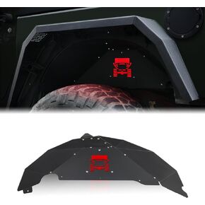 Rear Inner Fender Liners Compatible with Jeep Wrangler JK JKU Aluminum,with 2 LED Lights for 2007-2018 Wrangler Accessories JK JKU Sport Sahara Rubicon 2/4 Doors