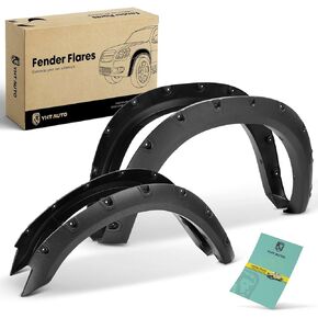 YHTAUTO OE Factory Style Fender Flares مع مجموعة أدوات تناسب Dodge Ram 2500/3500 2010-2018 (لا تناسب طرازات كابينة الهيكل والهيكل المزدوج)، واقي غطاء وهج العجلة باللون الأسود اللامع، مجموعة من 4 قطع، أمامي وخلفي