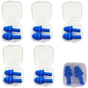 Silicone Swimming Earplugs,Swimming Ear Plugs Comfortable, Waterproof,Reusable Silicone Ear Plugs for Swimming Ear Plugs Swimming Showering Case for Swimming, Surfing 6 Pairs