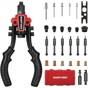 Eastvolt Rivet Nut Tool, 3 in 1 Hand Rivet, Rivet Gun Rivet Nut Tool Reamer 3 in 1 Set, Including 60Pcs Rivet Nuts, 6 Metric & SAE Mandrels and 2 Reaming Mandrels with Carrying Case (BT-501)