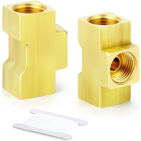 GASHER 5PCS Brass Brake Line Tee Fittings 7/16"-24 Threads Inverted Flare Female Union for Fuel/AIR/Lquid/Gas
