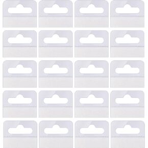 AIEX 200 Pcs Clear Self Adhesive Hanging Tabs Hanging Tabs with Slot Holes for Sale Items Retail Display in Store (4.5x4cm)