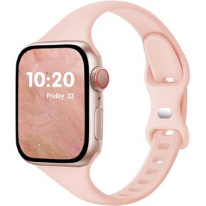 Slim Band Compatible with Apple Watch Bands 38mm 40mm 41mm 42mm 44mm 45mm 49mm for Women Men,Soft Thin Narrow Silicone Sport Strap Wristbands for iWatch Series 9 8 7 6 5 4 3 2 1 SE
