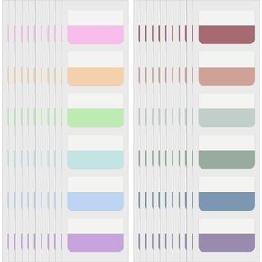 12 Colors 240 Pcs Sticky Index Tabs, Colored Book Sticky Tabs for Bible Notebooks File Classification, Writable and Repositionable Self Adhesive Page Markers 1.77 x 1.1 in