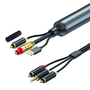 AMANKA 192KHz DAC Digital to Analog Audio Converter Optical to RCA Adapter Coaxial Toslink Optical to 3.5mm Jack AUX Optical Audio to RCA 5ft/1.5m Optical to Analog Converter Cable for HDTV, DVD, PS4
