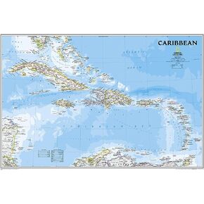 National Geographic Caribbean Wall Map - Classic - Laminated (Poster Size: 36 x 24 in) (National Geographic Reference Map) in Kuwait