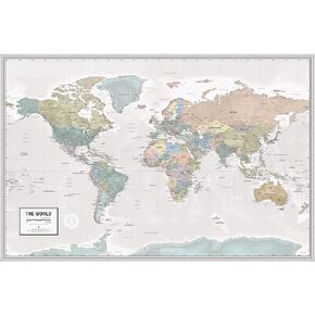 Laminated World Odyssey Map Poster | Executive Style Map | Includes The Most Legible Location Labels | 36" x 24" | Shipped Rolled in a Tube, Not Folded | Great for The Home or Classroom