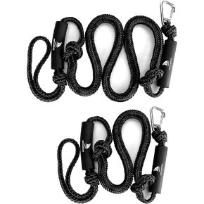 Obcursco Bungee Dock Lines for Boat, Docking Rope with 316 Stainless Steel Clips, Accessories for Jet Ski, PWC, SeaDoo, Yamaha WaveRunner, Marine, Kayak, Pontoon, Sets of Two(4ft & 6ft) (Black)