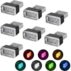 UYYE 8-Color Adjustable Brightness Mini USB LED Light,Car Accessories USB Night Light RGB Car LED Indoor Lighting USB LED Light Portable Ambient Lighting for Cars,Laptops and Other USB Jacks (4-Pack)