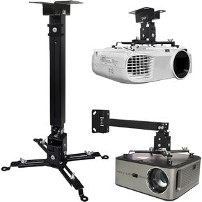Projector Mount,Projector Ceiling Wall Mount, Universal Projector Mount with 25.5-inch Expansion Arm, Height Adjustable,Suitable for Home and Office Projectors(Black)