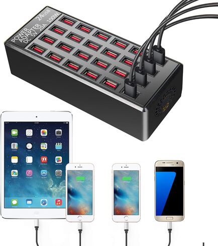 منفذ 100 وات 24 (20 أمبير)، محطة شحن سريعة USB، شاحن USB سريع لسطح المكتب للسفر، منظم محطة شحن متعدد المنافذ متوافق مع الهواتف الذكية والطاولات والمزيد من الأجهزة in Saudi Arabia