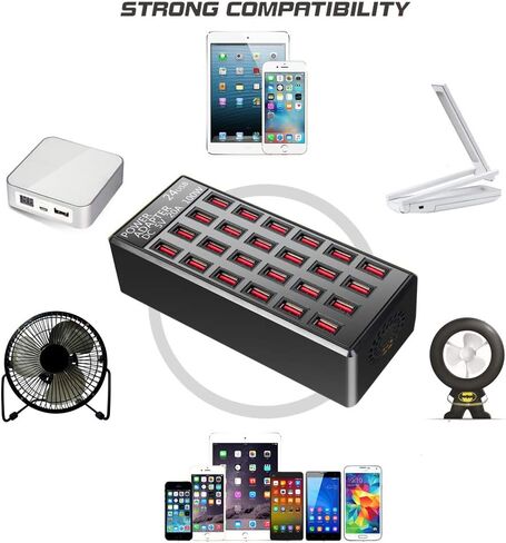 منفذ 100 وات 24 (20 أمبير)، محطة شحن سريعة USB، شاحن USB سريع لسطح المكتب للسفر، منظم محطة شحن متعدد المنافذ متوافق مع الهواتف الذكية والطاولات والمزيد من الأجهزة in Saudi Arabia