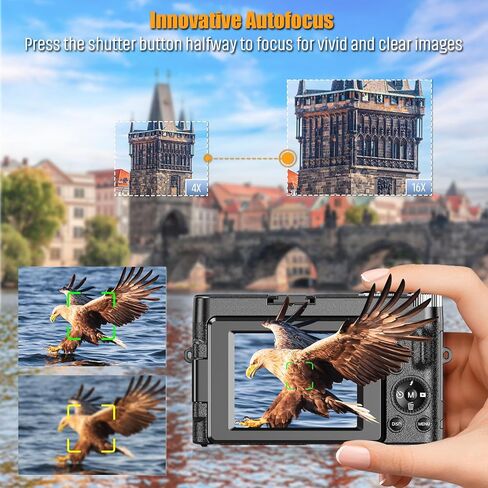 كاميرا رقمية بدقة 4K للتصوير الفوتوغرافي، كاميرا تسجيل فيديو بدقة 48 ميجابكسل مع بطاقة 32 جيجابايت، وشاشة قابلة للطي 3 بوصة 180 درجة مع فلاش تكبير 16X، وكاميرات مدمجة مضادة للاهتزاز مع بطاريتين in Kuwait