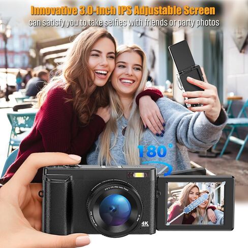 كاميرا رقمية بدقة 4K للتصوير الفوتوغرافي، كاميرا تسجيل فيديو بدقة 48 ميجابكسل مع بطاقة 32 جيجابايت، وشاشة قابلة للطي 3 بوصة 180 درجة مع فلاش تكبير 16X، وكاميرات مدمجة مضادة للاهتزاز مع بطاريتين in Kuwait
