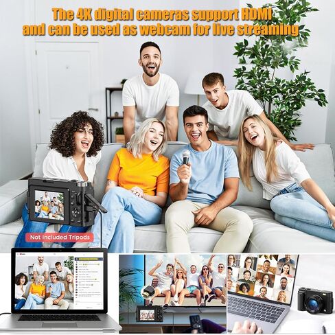 كاميرا رقمية بدقة 4K للتصوير الفوتوغرافي، كاميرا تسجيل فيديو بدقة 48 ميجابكسل مع بطاقة 32 جيجابايت، وشاشة قابلة للطي 3 بوصة 180 درجة مع فلاش تكبير 16X، وكاميرات مدمجة مضادة للاهتزاز مع بطاريتين in Kuwait