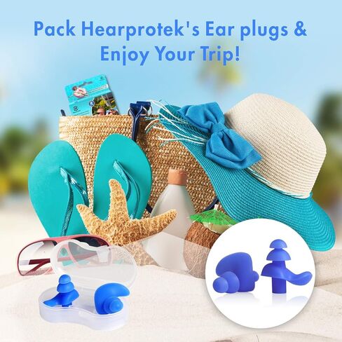Hearprotek Upgraded Design Silicone Swimming Earplugs, 2 Pairs Waterproof Reusable Ear Plugs for Swimming Showering Bathing Surfing and Other Water Sports Adult Size(Blue) in Saudi Arabia