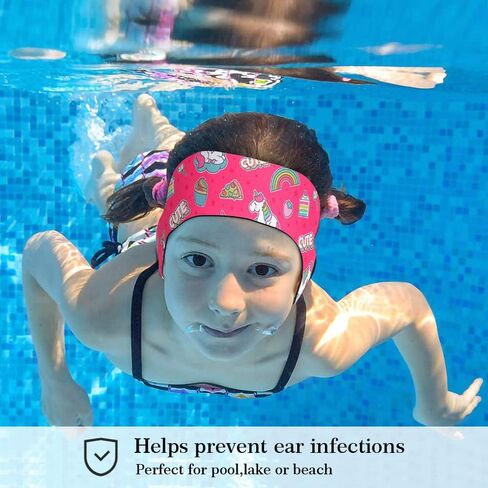 6 قطع من عصابات رأس السباحة للأطفال، أربطة حماية الأذن للسباحة قابلة للتعديل، عصابات رأس سباحة لطيفة كرتونية مقاومة للماء للفتيات السباحات من عمر 1-3 سنوات، محيط الرأس 16.5-19.3 بوصة in Kuwait