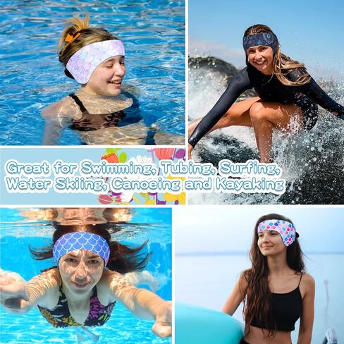 4 قطع عصابات رأس للسباحة للبالغين، عصابات رأس للسباحة قابلة للتعديل لحماية الأذن، عصابات رأس للسباحة مقاومة للماء على شكل رسوم كرتونية لطيفة للسباحات من سن 8 سنوات فما فوق، محيط الرأس 21.7-23.6 بوصة in Kuwait