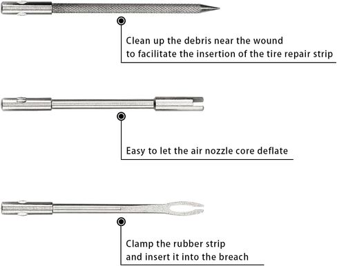 Bicycle Tubeless Tire Repair Kit Bike Tire Plug Tool Aluminium Alloy Portable Bike Repair Puncture Kit for Fix a Puncture or Flat Fast Tackle Set with 5 Rubber Strips and 3 Tire Repair Drills in Saudi Arabia