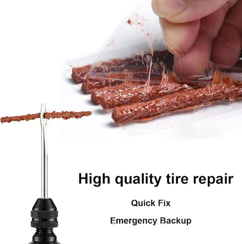 Bicycle Tubeless Tire Repair Kit Bike Tire Plug Tool Aluminium Alloy Portable Bike Repair Puncture Kit for Fix a Puncture or Flat Fast Tackle Set with 5 Rubber Strips and 3 Tire Repair Drills in Saudi Arabia