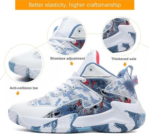 Qiucdzi Mens Basketball Shoes Non-Slip Breathable Outdoor Sneakers Fashion Graffiti Sports Training Shoes for Running Walking in Saudi Arabia