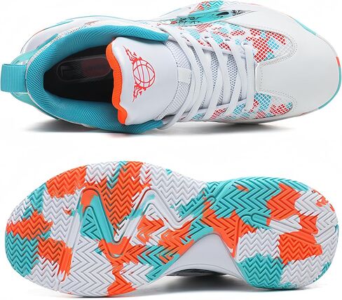 Qiucdzi Mens Basketball Shoes Non-Slip Breathable Outdoor Sneakers Fashion Graffiti Sports Training Shoes for Running Walking in Saudi Arabia