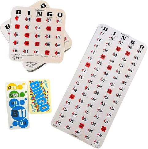 Regal Bingo Finger-Tip Shutter Bingo Cards Set w/Sliding Windows - 10 Bingo Shutter Cards, 75 Reusable Calling Cards, 1 Master Board - Ideal for Family Fun Night - No Chips & Daubers Needed - Green in Kuwait
