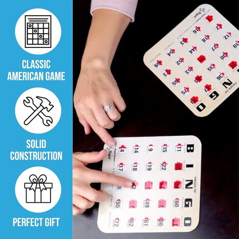 Regal Bingo Finger-Tip Shutter Bingo Cards Set w/Sliding Windows - 10 Bingo Shutter Cards, 75 Reusable Calling Cards, 1 Master Board - Ideal for Family Fun Night - No Chips & Daubers Needed - Green in Kuwait