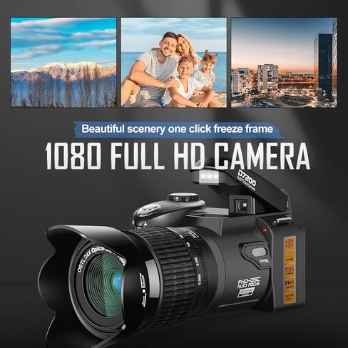 33MP DSLR Photography Camera Kit with Autofocus and 1080P HD - Ideal Vlogging Camera, Includes 24X Telephoto and 0.5X Wide Angle Lenses, Perfect for Beginners in Saudi Arabia