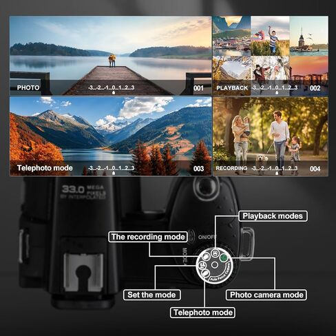 33MP DSLR Photography Camera Kit with Autofocus and 1080P HD - Ideal Vlogging Camera, Includes 24X Telephoto and 0.5X Wide Angle Lenses, Perfect for Beginners in Saudi Arabia