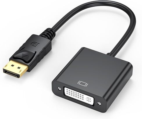 محول DisplayPort إلى DVI، محول DisplayPort إلى DVI-D ذكر إلى أنثى متوافق مع Lenovo، Dell، HP مع الكمبيوتر، سطح المكتب، الكمبيوتر المحمول، الكمبيوتر الشخصي، الشاشة، جهاز العرض in Kuwait