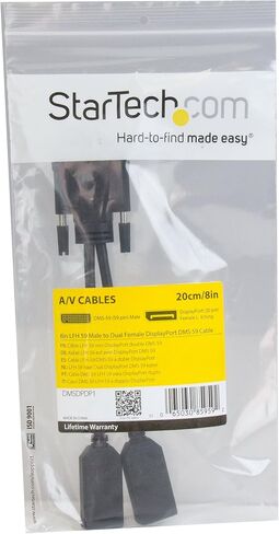StarTech.com DMS 59 Splitter Cable - 8in - DMS 59 to 1 x DVI / 1 x VGA - Y Cable - DMS 59 to VGA - Monitor Splitter Cable - DMS 59 Cable (DMSDVIVGA1),Black in Saudi Arabia